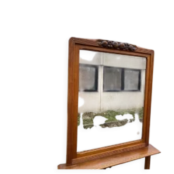 Miroir d'entrée art déco 1950 en chêne massif console