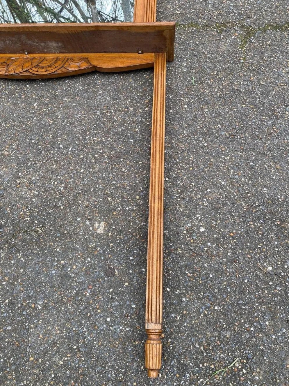 Miroir d'entrée art déco 1950 en chêne massif console
