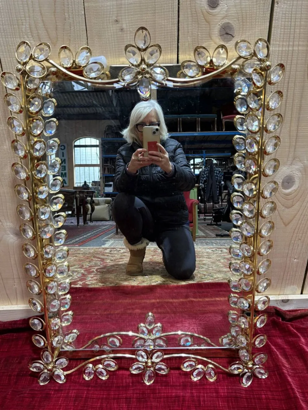Miroir de salle de bain en métal doré