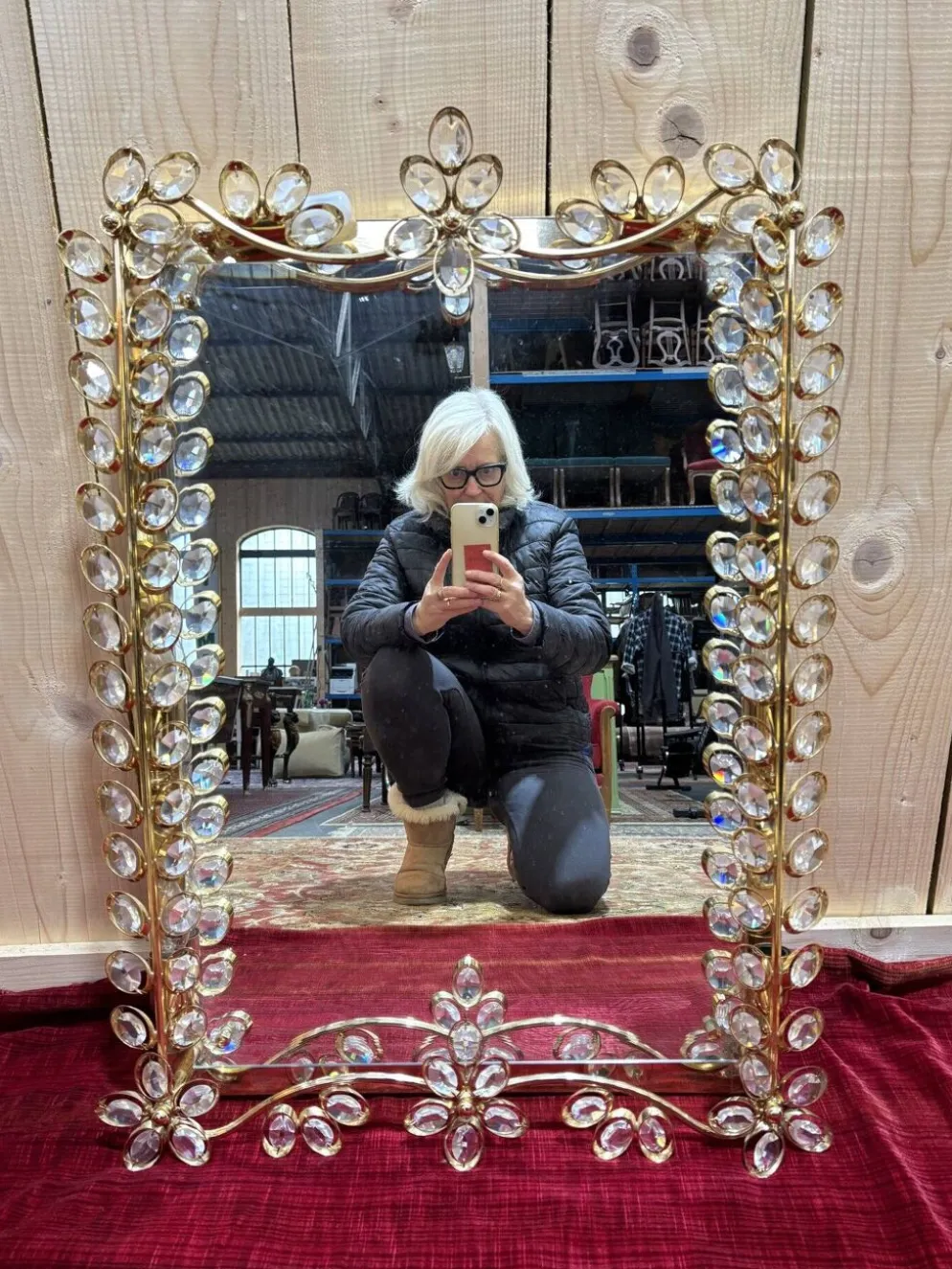 Miroir de salle de bain en métal doré