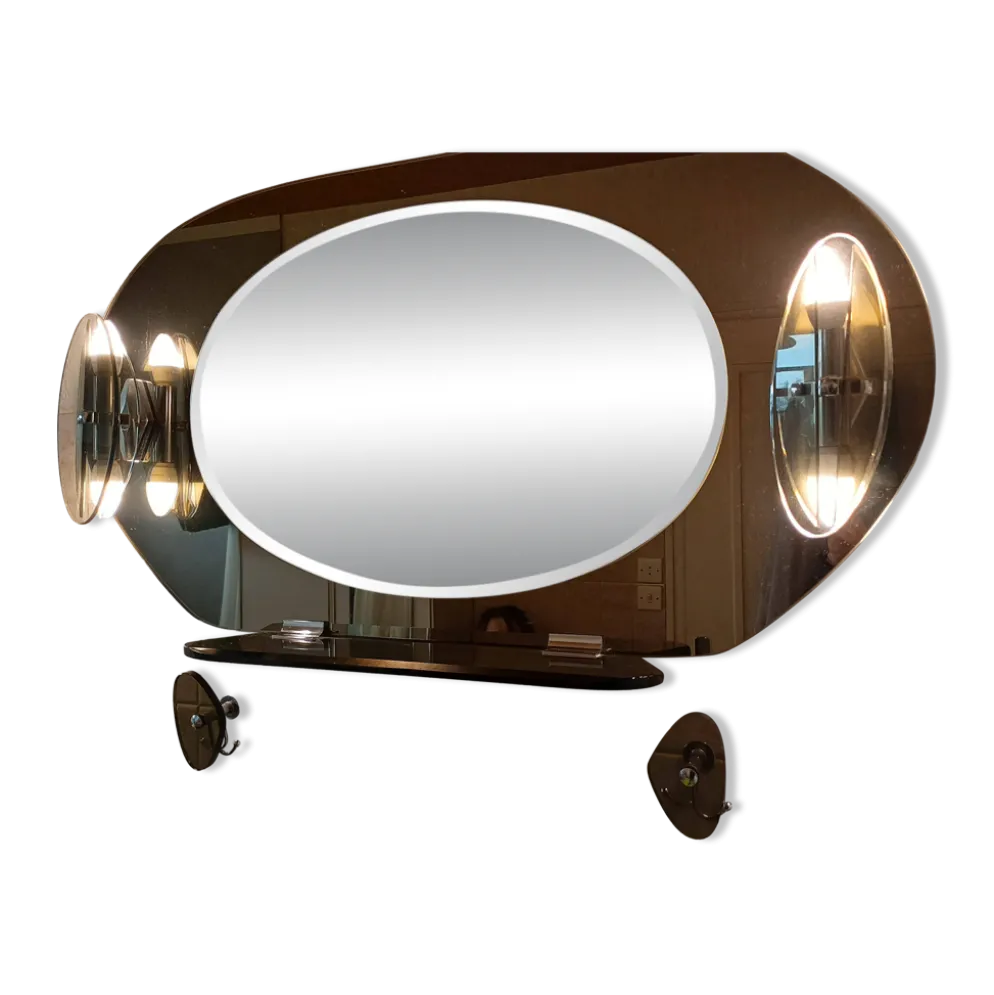 Miroir de salle de bain vintage avec crochets