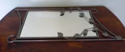 Miroir design avec entourage métal gris 89x37cm