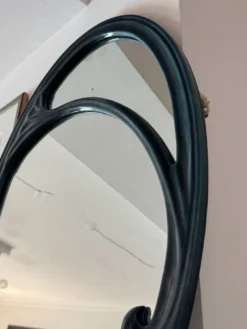 Miroir de style Art Nouveau en fonte émaillée vert impérial – Circa 1980