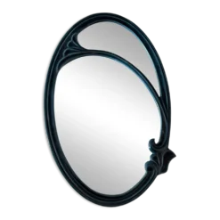 Miroir de style Art Nouveau en fonte émaillée vert impérial – Circa 1980
