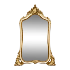miroir de style Louis XV – Décor rocaille polychrome et doré