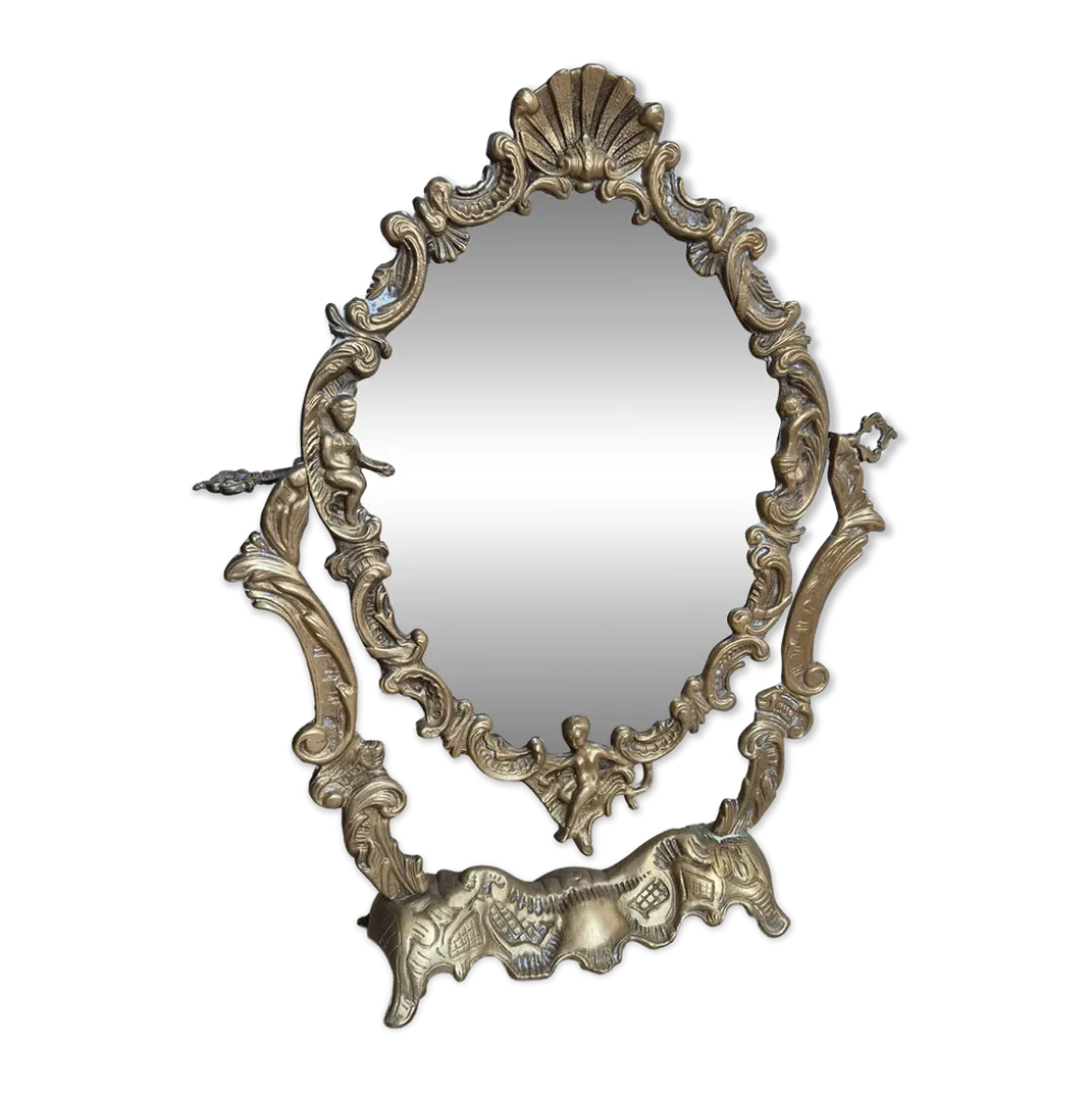 Miroir de table ancien en bronze — style Louis XV Rococo — 1900-1920