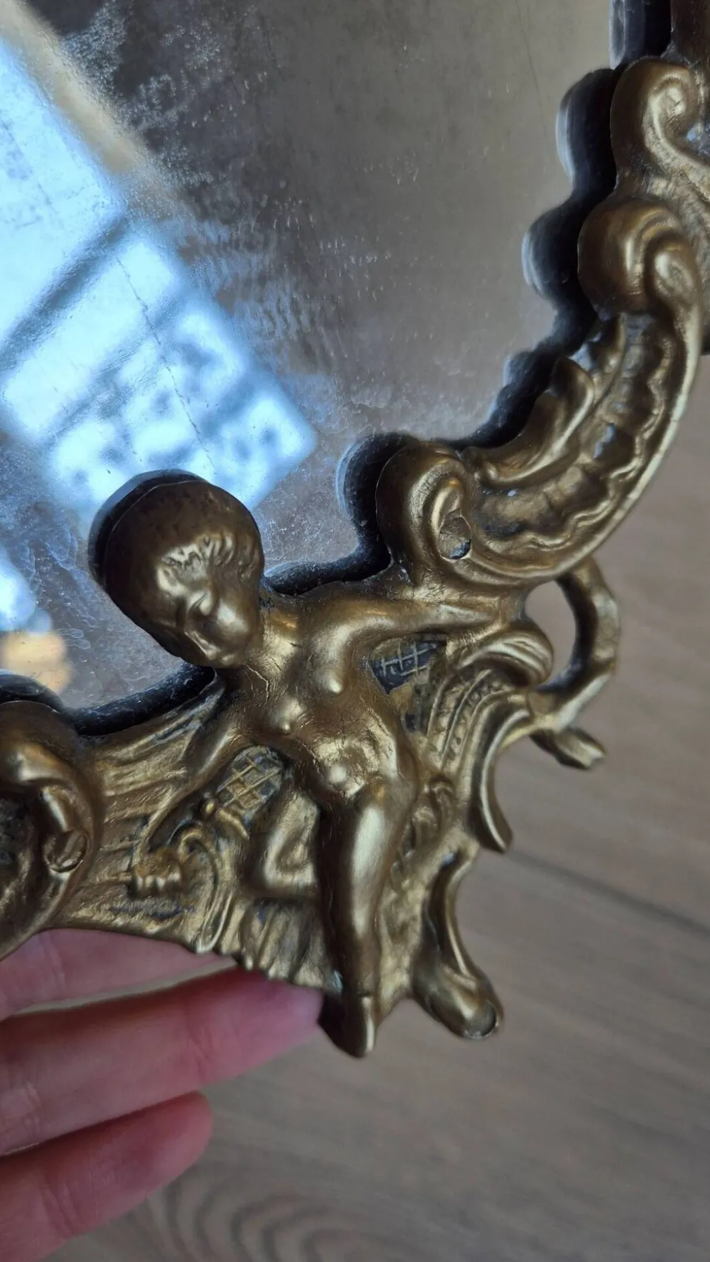 Miroir de table ancien en bronze — style Louis XV Rococo — 1900-1920
