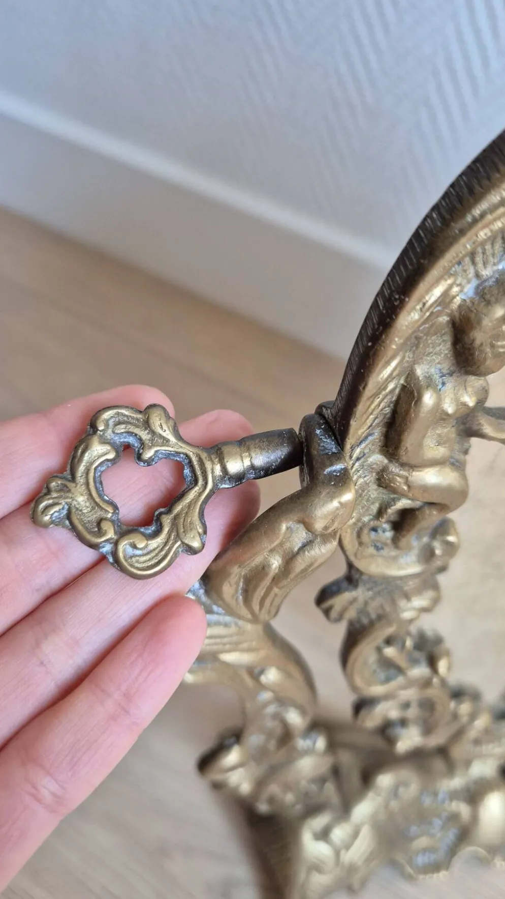 Miroir de table ancien en bronze — style Louis XV Rococo — 1900-1920