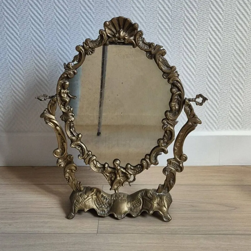 Miroir de table ancien en bronze — style Louis XV Rococo — 1900-1920
