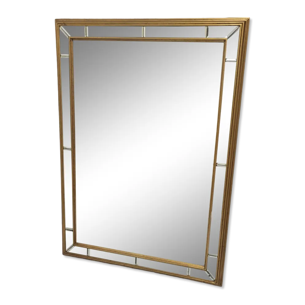 Miroir doré et biseauté à parecloses DeKnudt, Belgique 1960-70