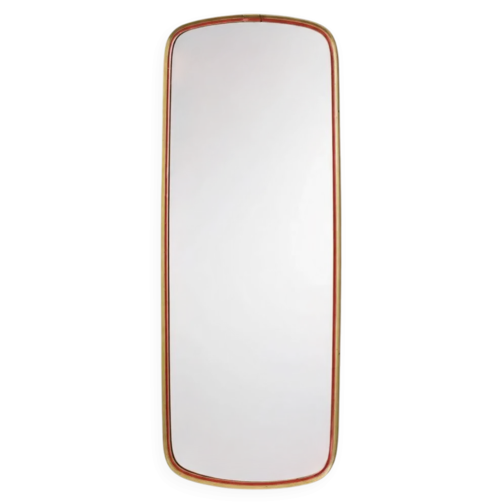 Miroir doré et rouge, années 1960