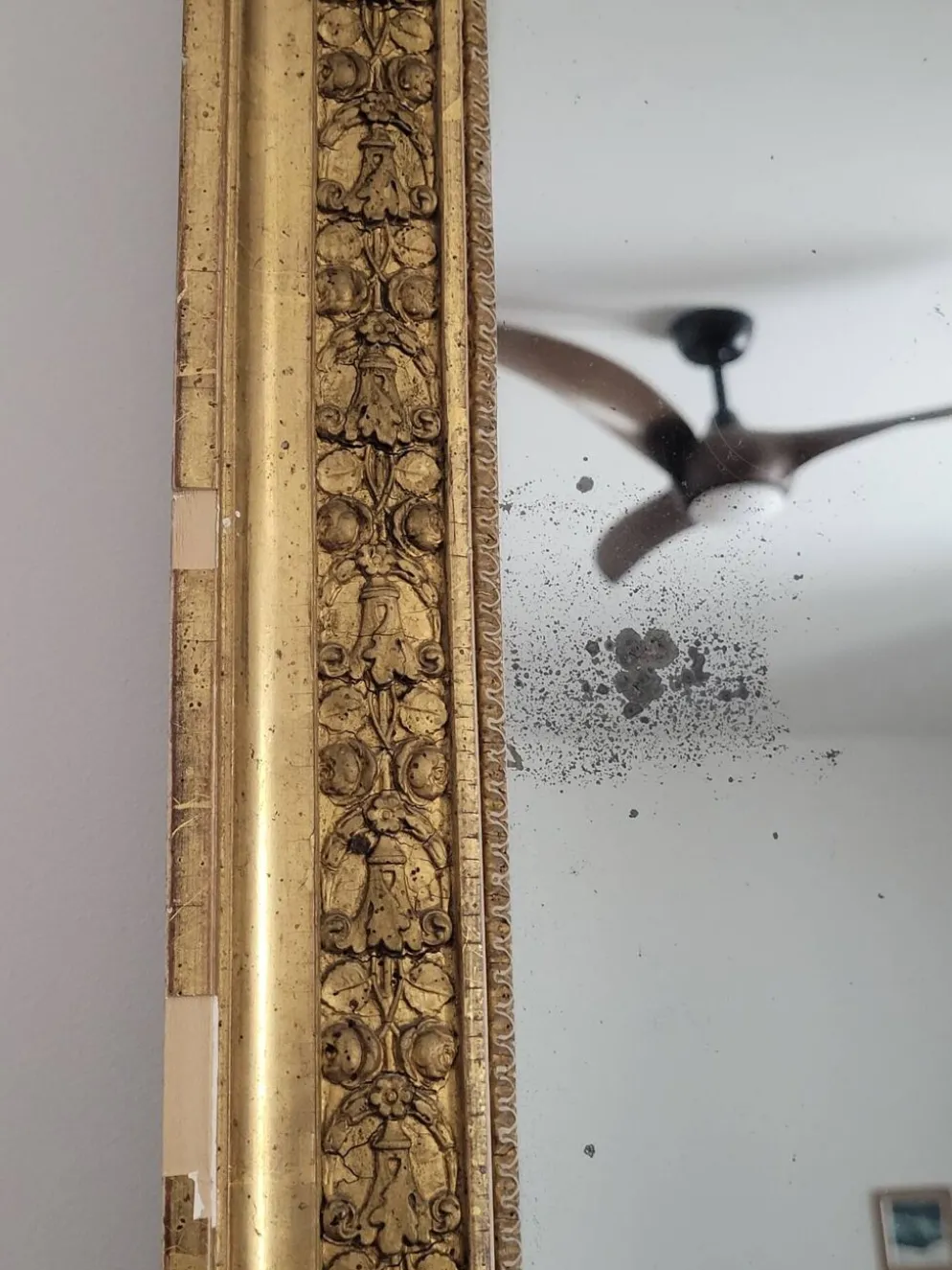 Miroir doré stuc et bois Empire
