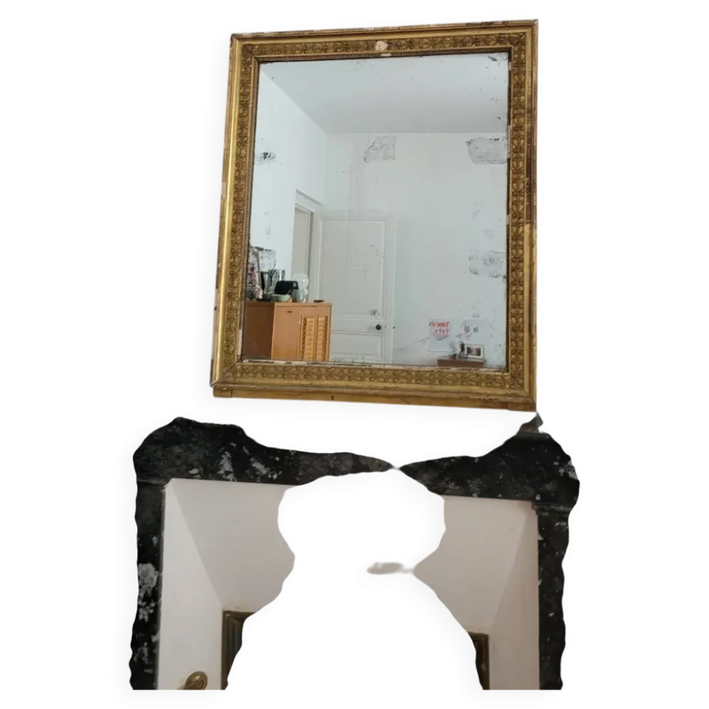 Miroir doré stuc et bois Empire