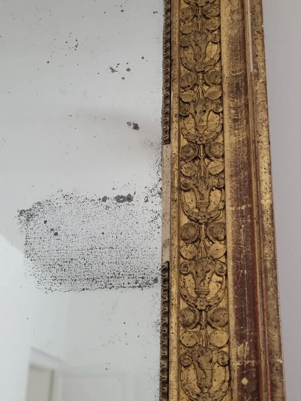 Miroir doré stuc et bois Empire