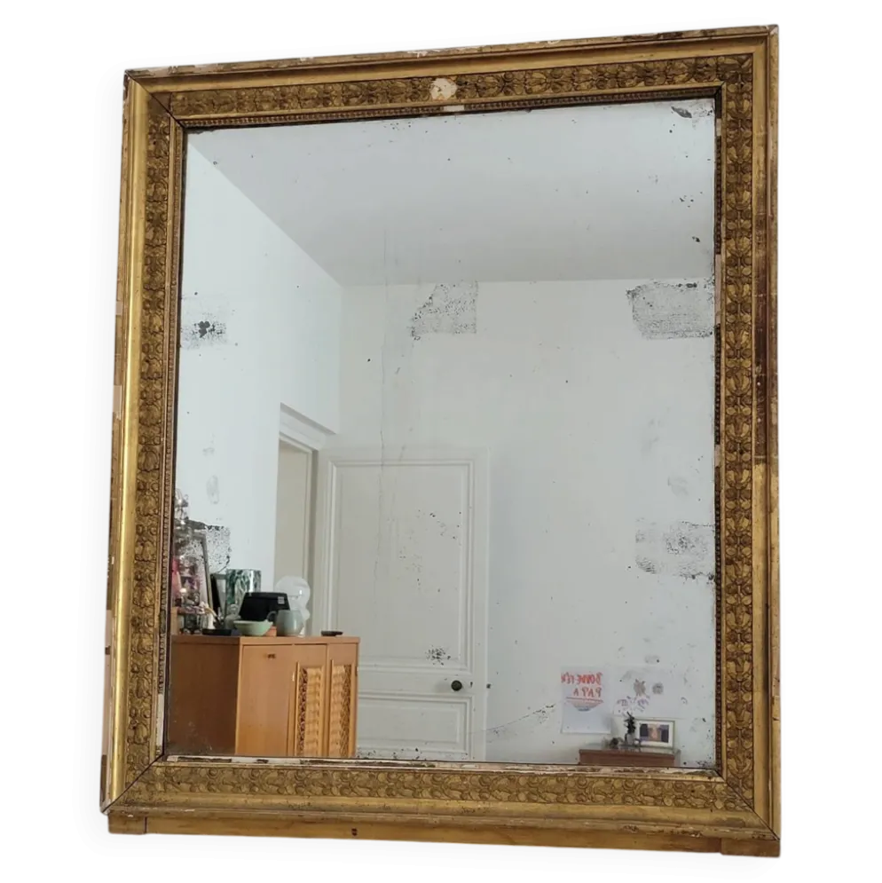 Miroir doré stuc et bois Empire