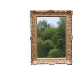 Miroir doré vintage en bois et stuc, décor rocaille – 72 × 54 cm