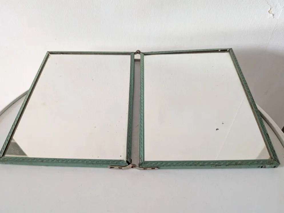 Miroir double de barbier ancien