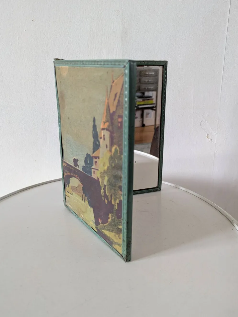 Miroir double de barbier ancien