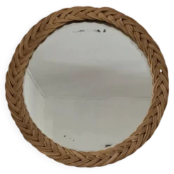 Miroir d’époque en rotin