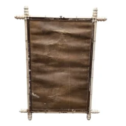 Miroir en bambou blanc vintage, années 1930/40.