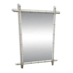 Miroir en bambou blanc vintage, années 1930/40.