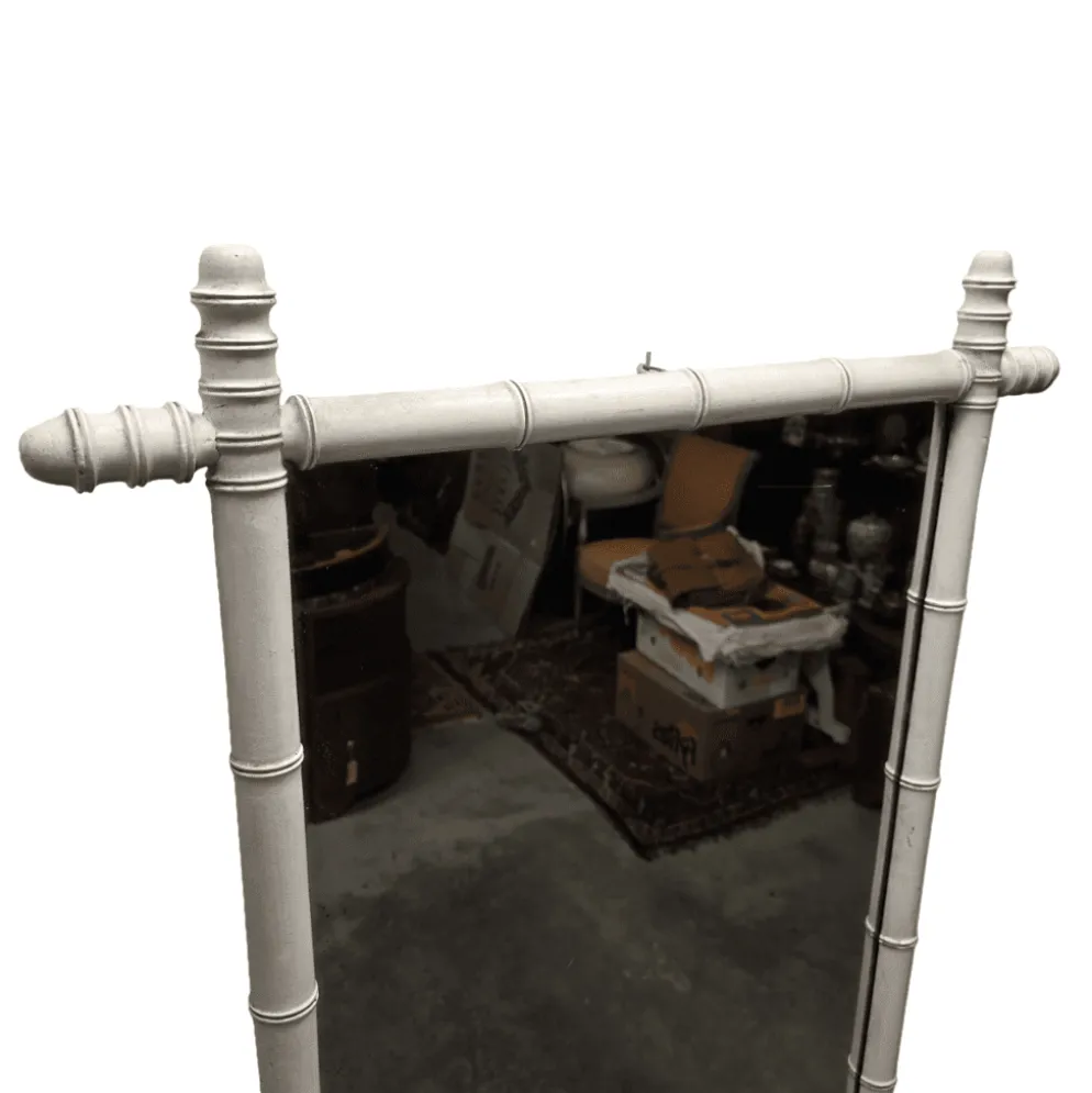 Miroir en bambou blanc vintage, années 1930/40.