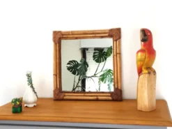 Miroir en bambou tressé ton naturel