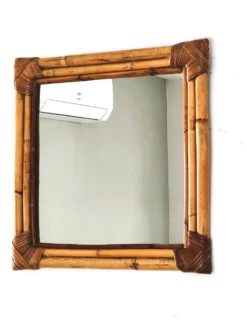 Miroir en bambou tressé ton naturel
