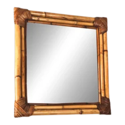 Miroir en bambou tressé ton naturel