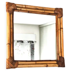Miroir en bambou tressé ton naturel