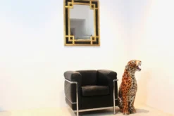 Miroir en bois doré et verre noir par Deknudt Belgium
