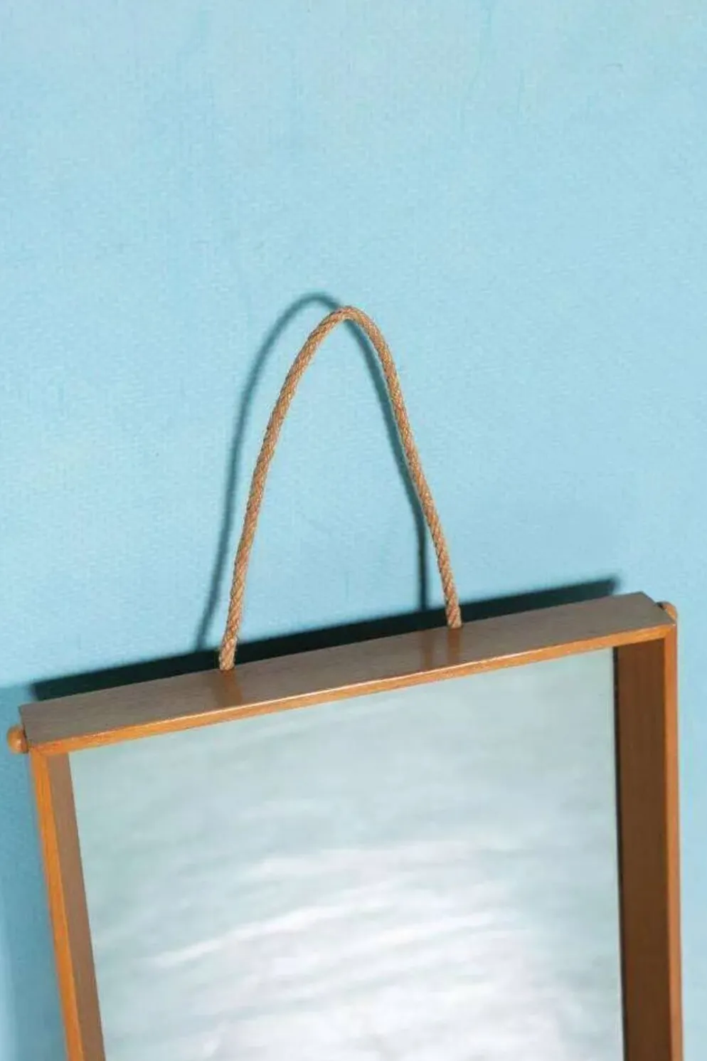 Miroir en bois Japandi scandinave des années 70, miroir minimaliste.