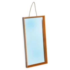 Miroir en bois Japandi scandinave des années 70, miroir minimaliste.
