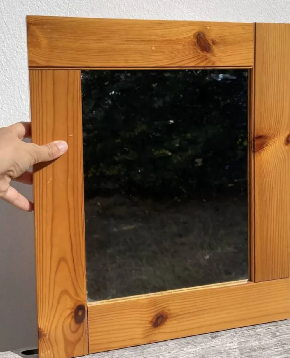 Miroir en bois Maison Regain pin 1980 40x35