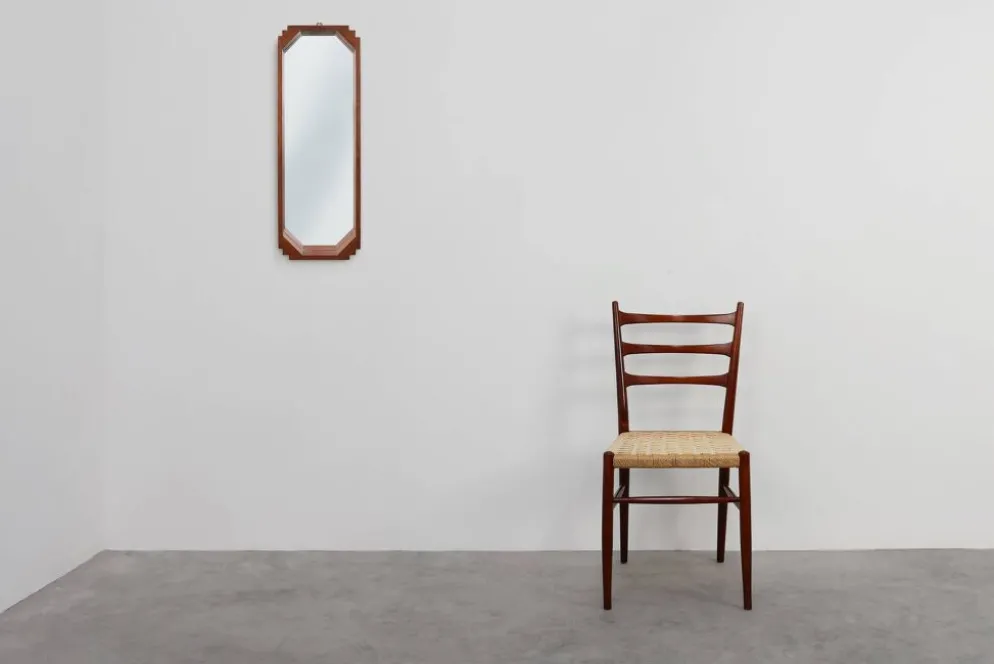 Miroir en bois octogonal géométrique Art Déco, Italie vers 1925