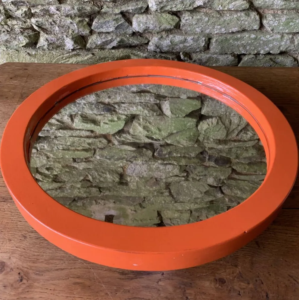 Miroir en bois orange