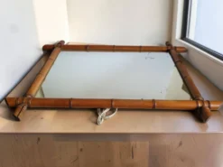 Miroir en bois tourné façon bambou 58*73 cm