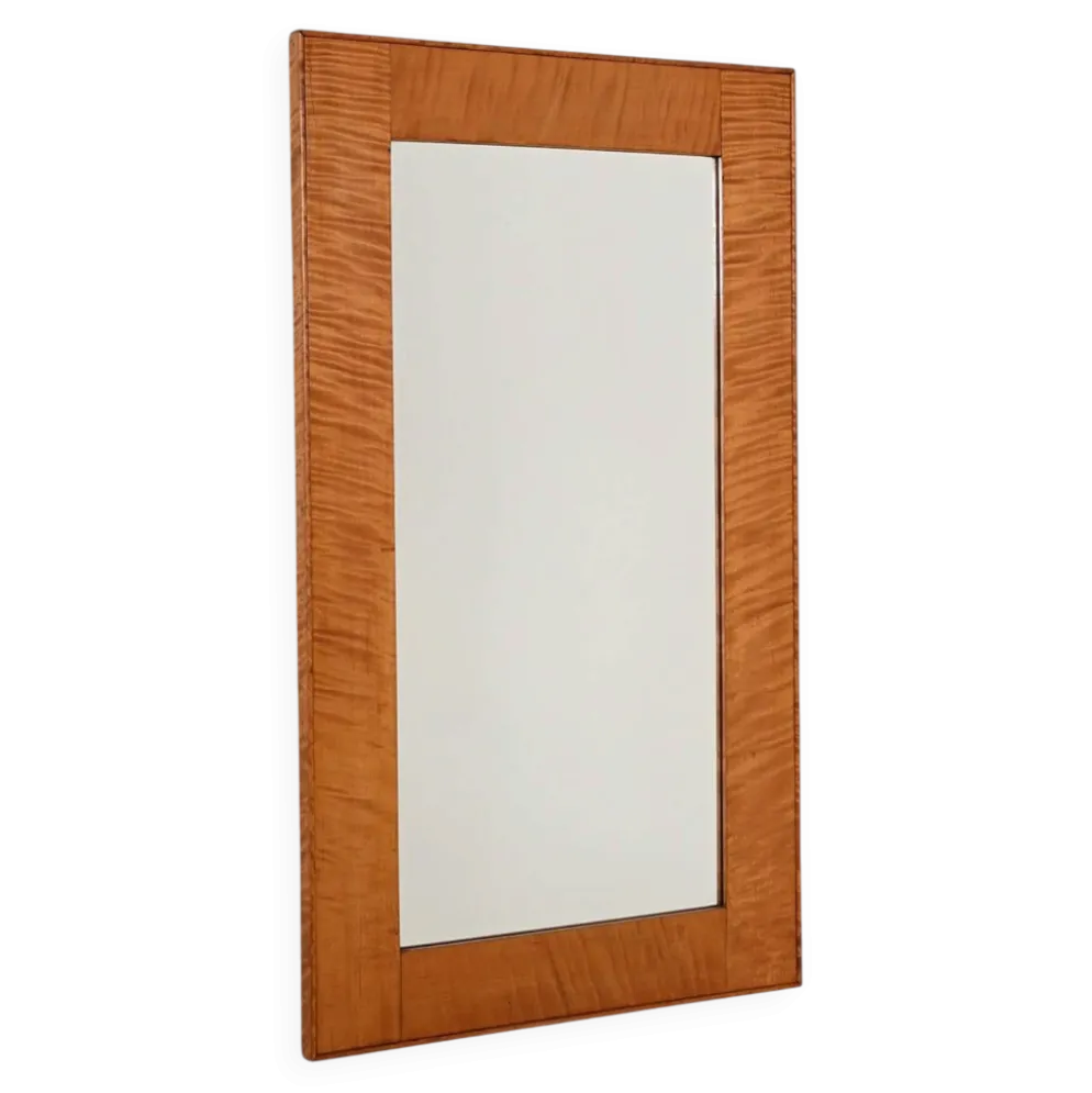 Miroir en bouleau frisé scandinave, années 1950