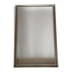 Miroir encadrement en alu brossé gris années 1980 60x40cm
