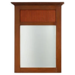 Miroir en chêne Art Déco français avec panneau cannelé, vers 1930