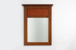 Miroir en chêne Art Déco français avec panneau cannelé, vers 1930
