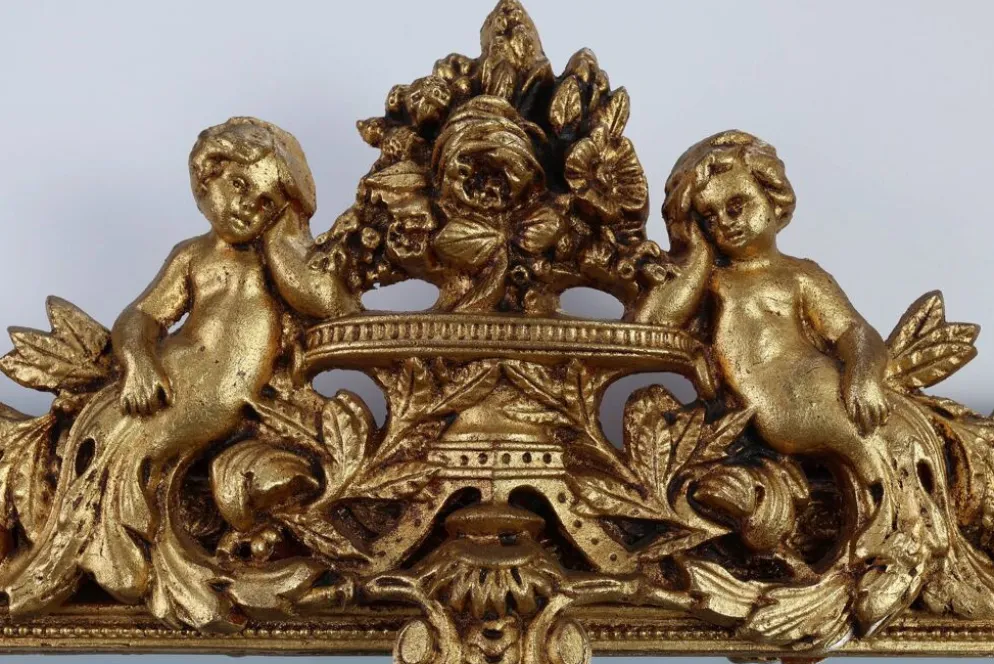 Miroir en chêne doré richement sculpté de style rococo français, 19e siècle