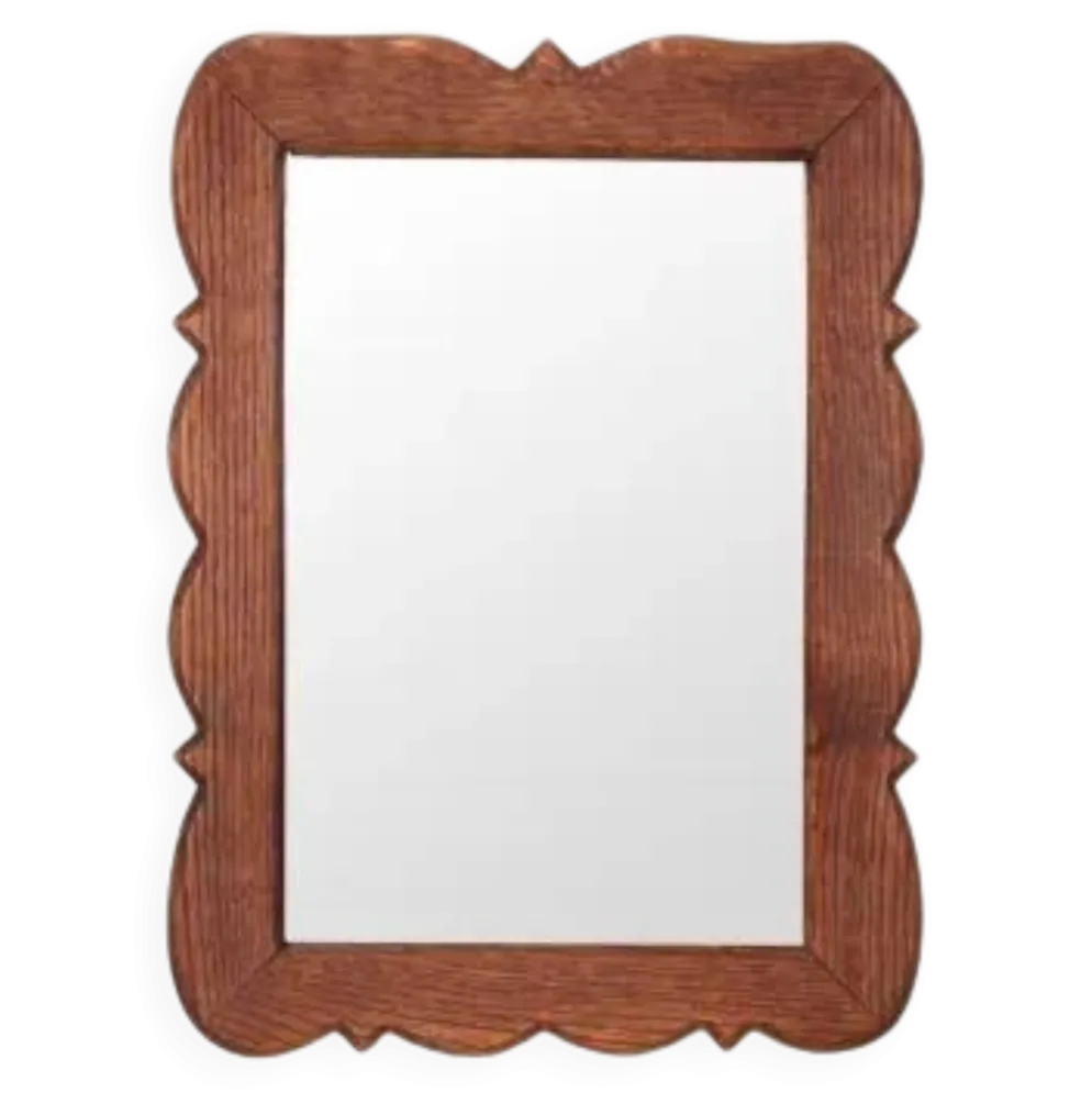 Miroir en chêne massif avec bord festonné
