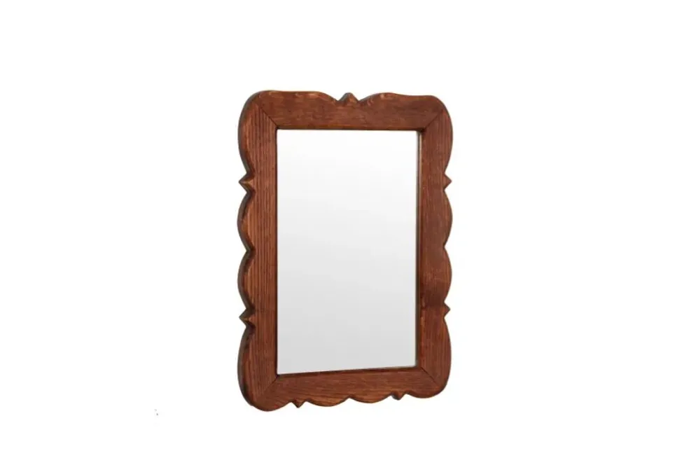 Miroir en chêne massif avec bord festonné