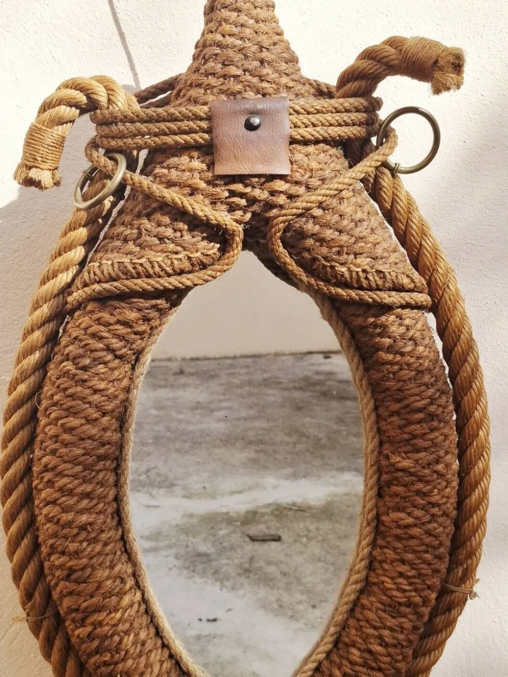 Miroir en corde par Audoux-Minnet 1950