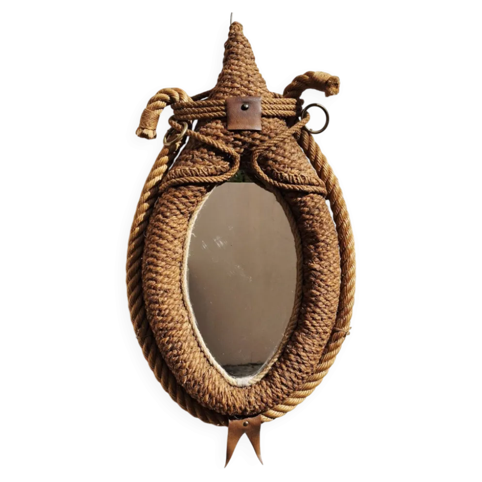 Miroir en corde par Audoux-Minnet 1950