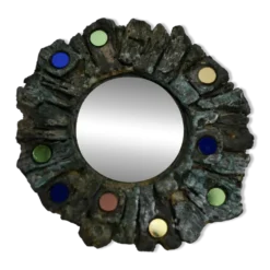Miroir en céramique de Jacky Coville, années 70