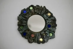 Miroir en céramique de Jacky Coville, années 70
