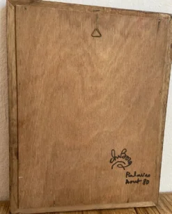 Miroir en céramique et bois années 80