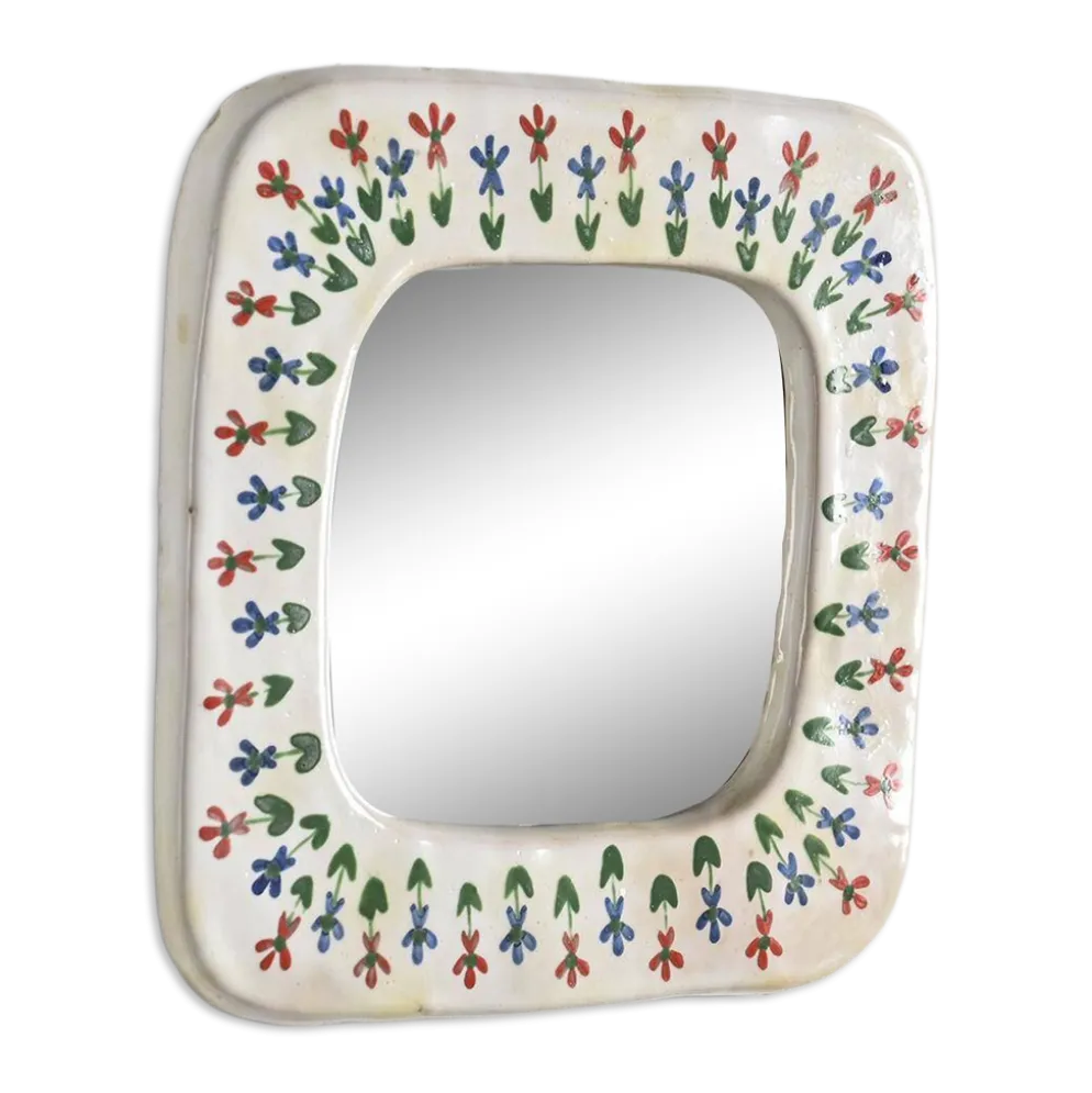 Miroir en céramique, Les Quatre Potiers, France circa 1965